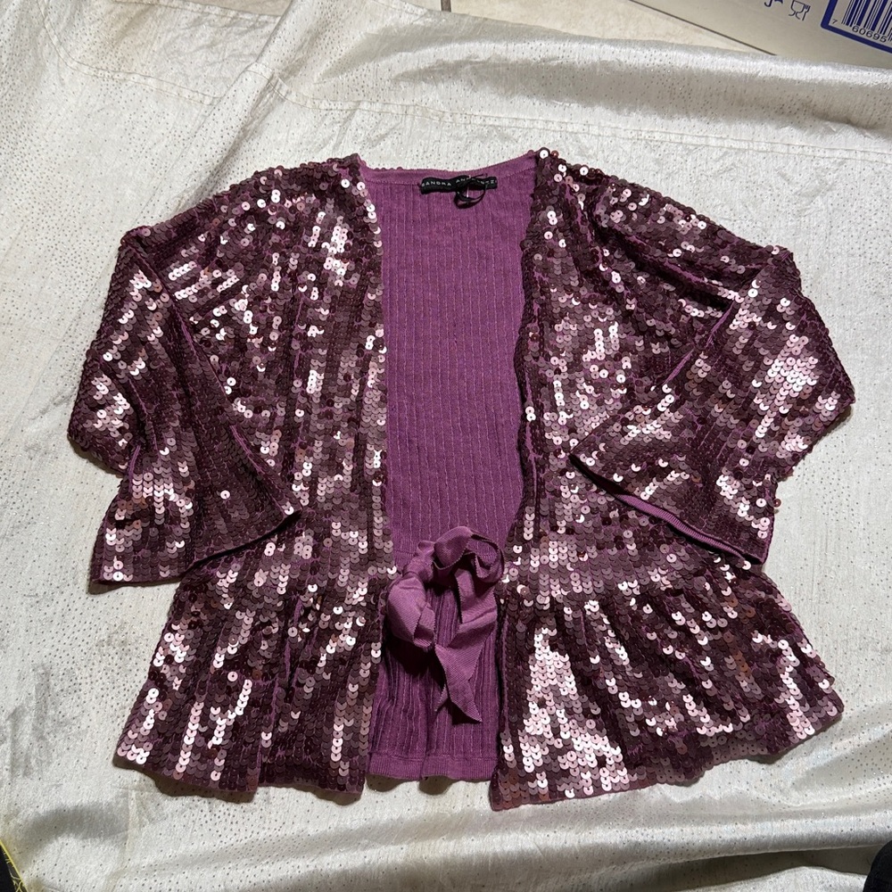 Sandra angelozzi Purple Sequin Cardigan with Tie Front for women’s size S